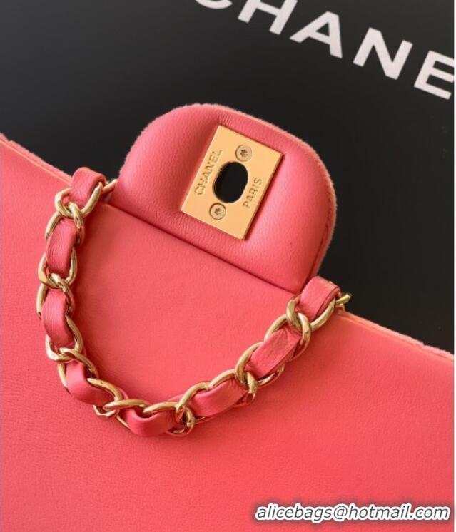 Free Shipping Chanel Velvet Classic Mini Flap Handbag A69900 Sakura Pink 2025
