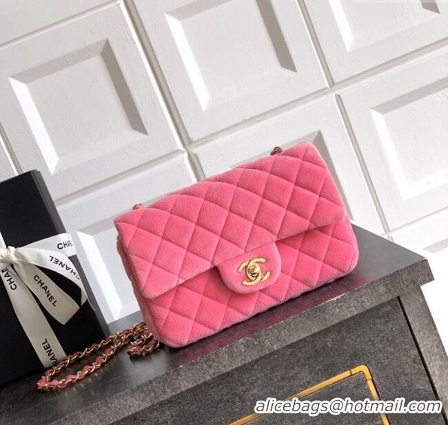 Free Shipping Chanel Velvet Classic Mini Flap Handbag A69900 Sakura Pink 2025