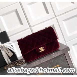 Good Product Chanel Velvet Classic Mini Flap Handbag A69900 Dark Burgundy 2025