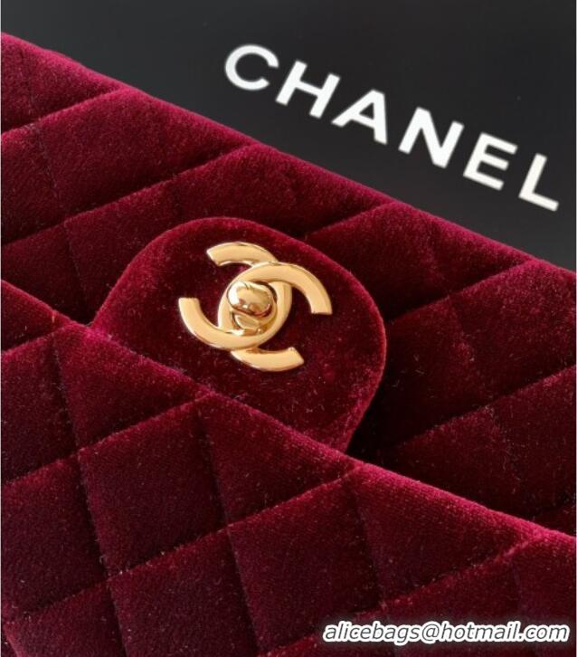 Good Product Chanel Velvet Classic Mini Flap Handbag A69900 Dark Burgundy 2025