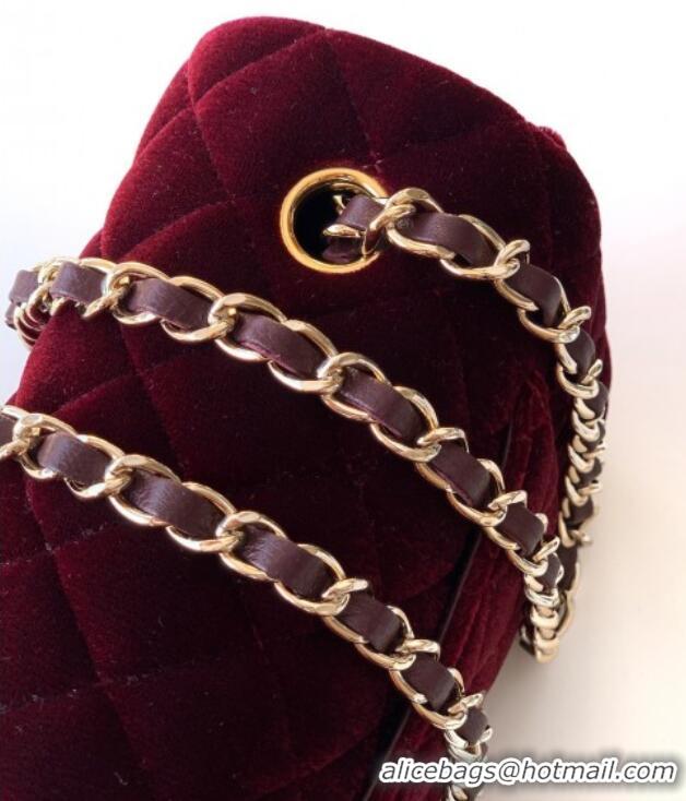 Good Product Chanel Velvet Classic Mini Flap Handbag A69900 Dark Burgundy 2025