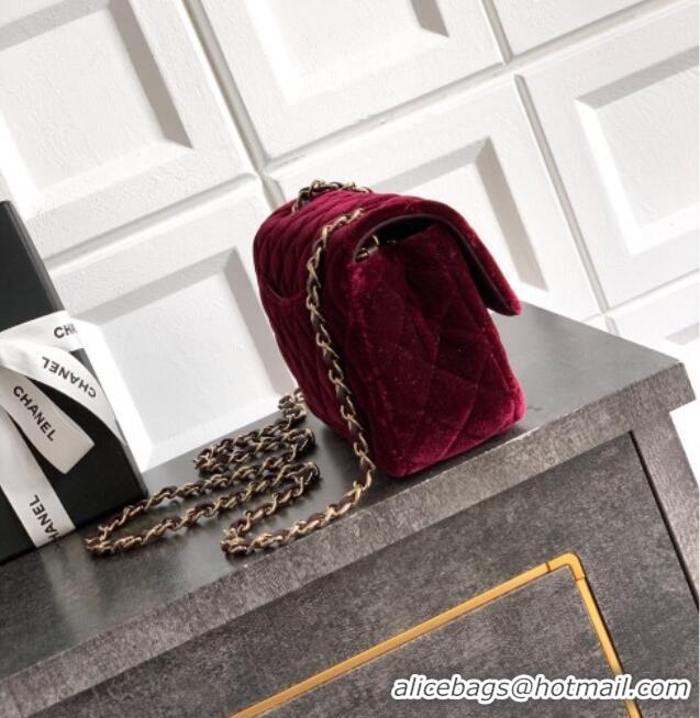 Good Product Chanel Velvet Classic Mini Flap Handbag A69900 Dark Burgundy 2025