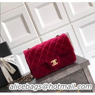 Modern Classic Chanel Velvet Classic Mini Flap Handbag A69900 Red 2025