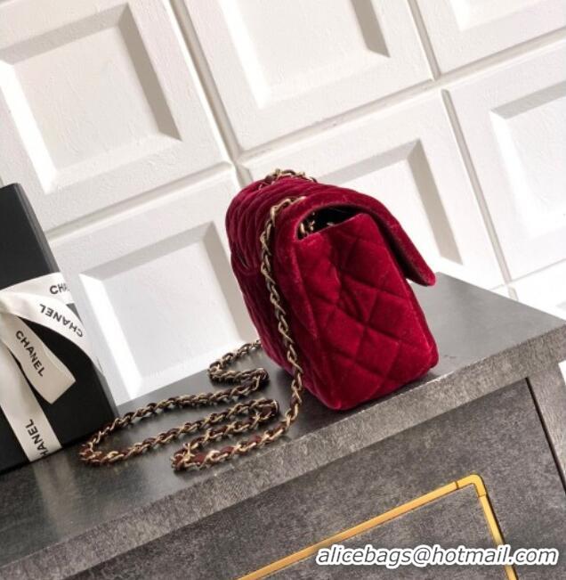 Modern Classic Chanel Velvet Classic Mini Flap Handbag A69900 Red 2025