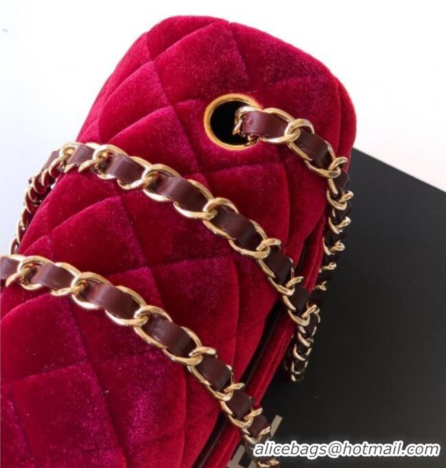 Modern Classic Chanel Velvet Classic Mini Flap Handbag A69900 Red 2025