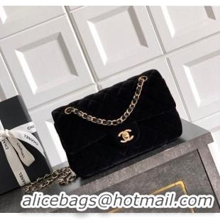 Fashion Discount Chanel Velvet Classic Small Flap Handbag A01113 Black 2025