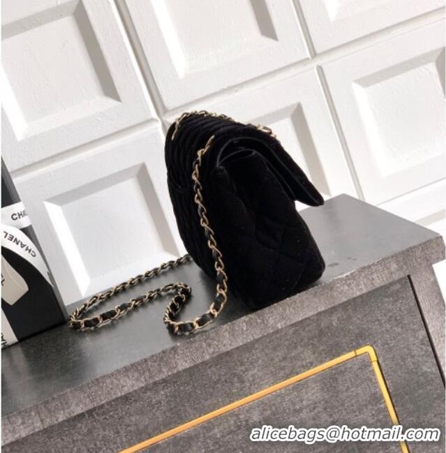 Fashion Discount Chanel Velvet Classic Small Flap Handbag A01113 Black 2025