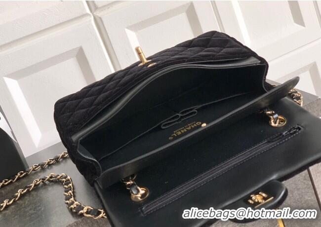 Fashion Discount Chanel Velvet Classic Small Flap Handbag A01113 Black 2025