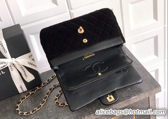 Fashion Discount Chanel Velvet Classic Small Flap Handbag A01113 Black 2025