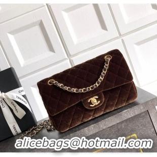 Market Sells Chanel Velvet Classic Small Flap Handbag A01113 Dark Brown 2025