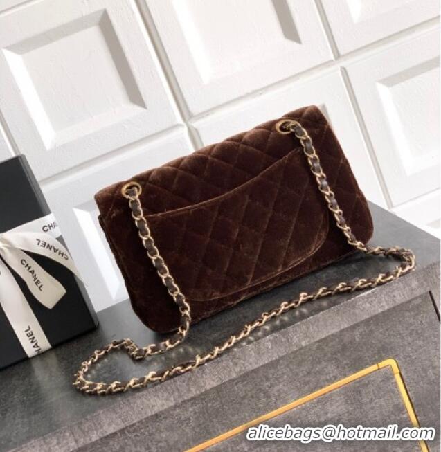 Market Sells Chanel Velvet Classic Small Flap Handbag A01113 Dark Brown 2025