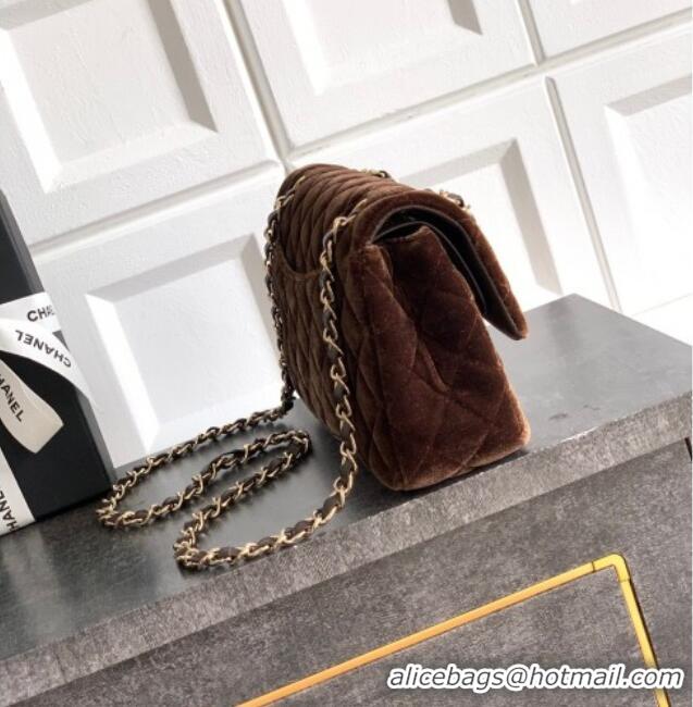 Market Sells Chanel Velvet Classic Small Flap Handbag A01113 Dark Brown 2025