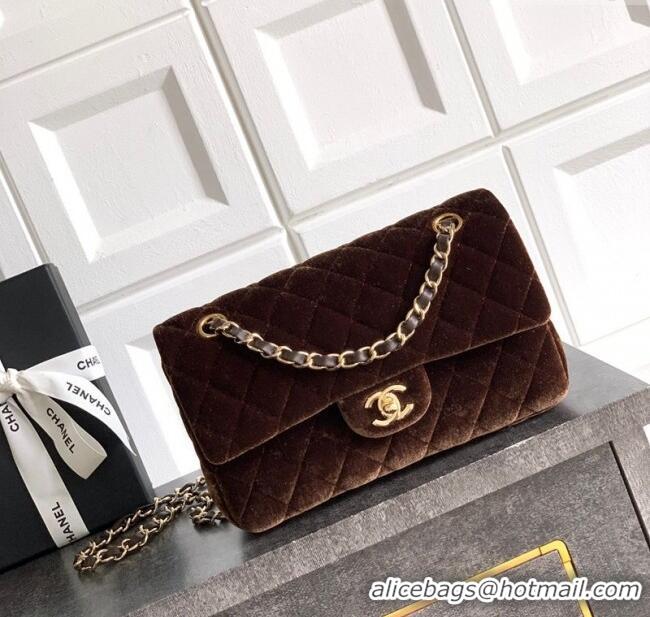 Market Sells Chanel Velvet Classic Small Flap Handbag A01113 Dark Brown 2025