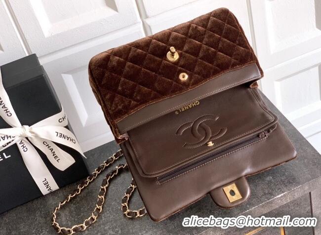 Market Sells Chanel Velvet Classic Small Flap Handbag A01113 Dark Brown 2025