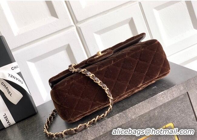 Market Sells Chanel Velvet Classic Small Flap Handbag A01113 Dark Brown 2025