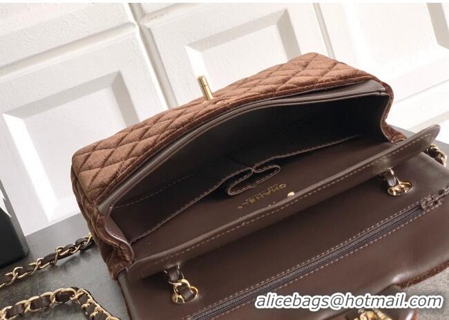 Market Sells Chanel Velvet Classic Small Flap Handbag A01113 Dark Brown 2025