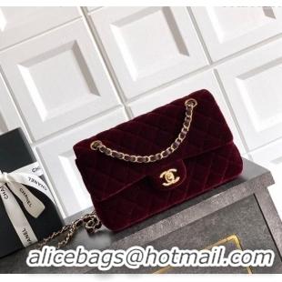 Classic Specials Chanel Velvet Classic Small Flap Handbag A01113 Dark Burgundy 2025