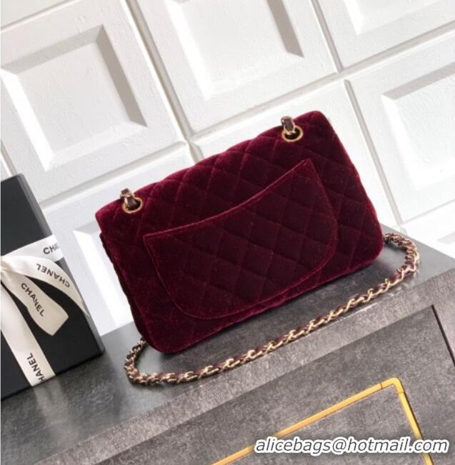 Classic Specials Chanel Velvet Classic Small Flap Handbag A01113 Dark Burgundy 2025