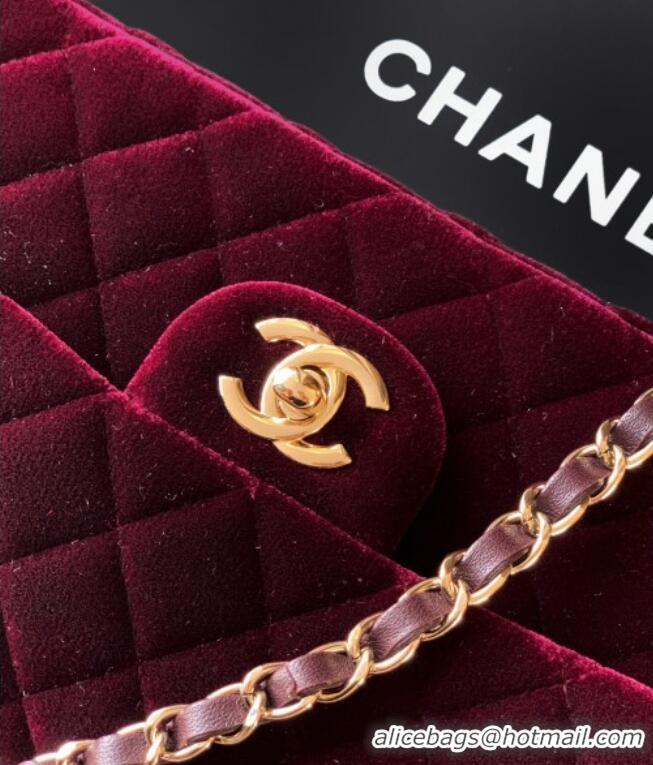 Classic Specials Chanel Velvet Classic Small Flap Handbag A01113 Dark Burgundy 2025