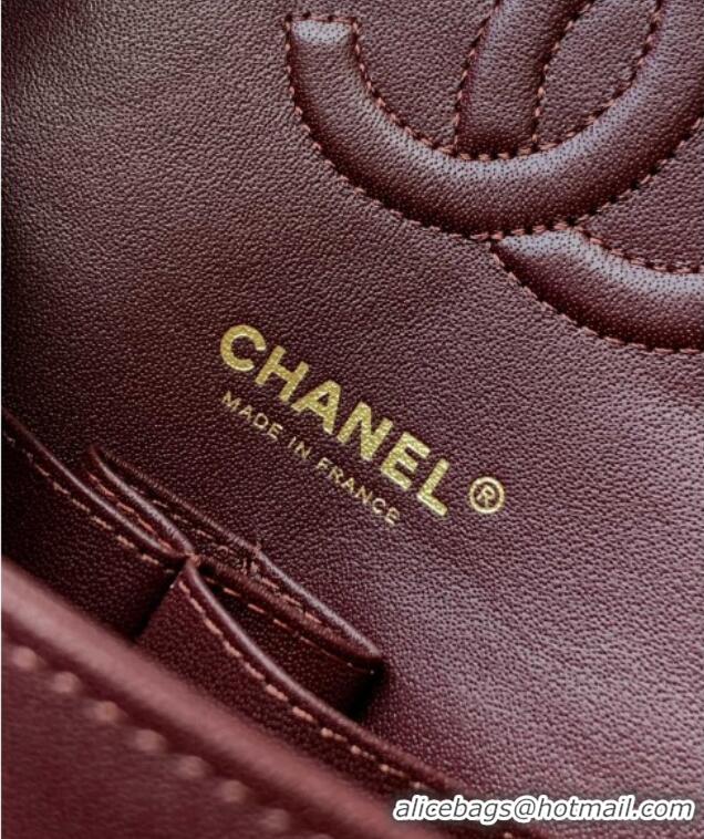 Classic Specials Chanel Velvet Classic Small Flap Handbag A01113 Dark Burgundy 2025