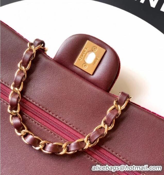 Classic Specials Chanel Velvet Classic Small Flap Handbag A01113 Dark Burgundy 2025