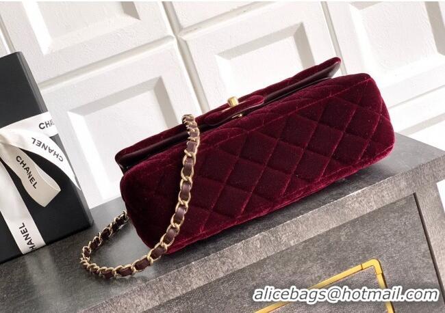 Classic Specials Chanel Velvet Classic Small Flap Handbag A01113 Dark Burgundy 2025