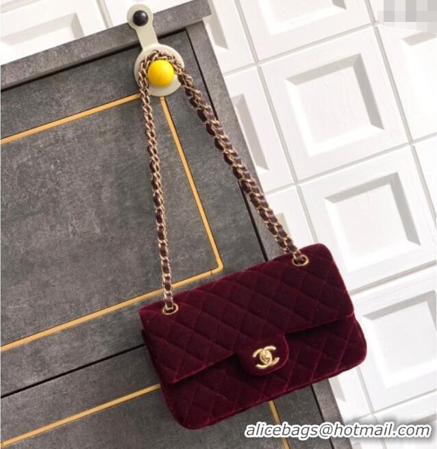 Classic Specials Chanel Velvet Classic Small Flap Handbag A01113 Dark Burgundy 2025