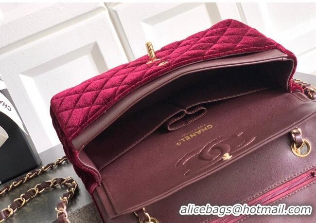 Classic Specials Chanel Velvet Classic Small Flap Handbag A01113 Dark Burgundy 2025