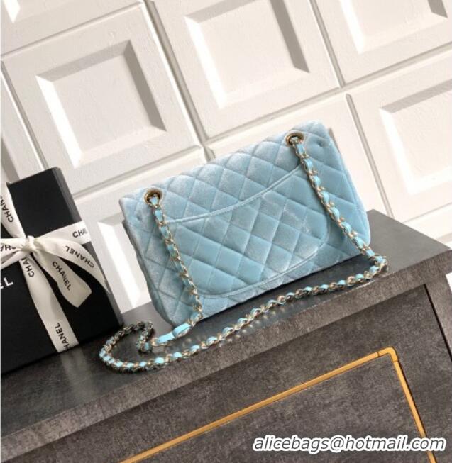 Market Sells Chanel Velvet Classic Small Flap Handbag A01113 Lake Blue 2025