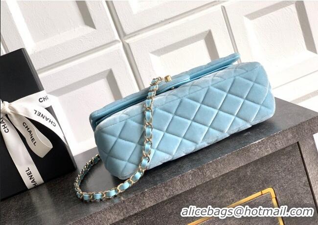 Market Sells Chanel Velvet Classic Small Flap Handbag A01113 Lake Blue 2025