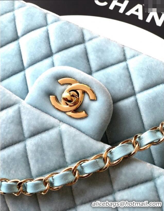 Market Sells Chanel Velvet Classic Small Flap Handbag A01113 Lake Blue 2025