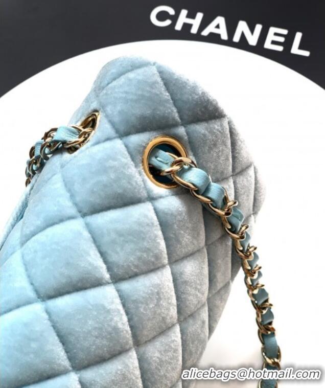 Market Sells Chanel Velvet Classic Small Flap Handbag A01113 Lake Blue 2025
