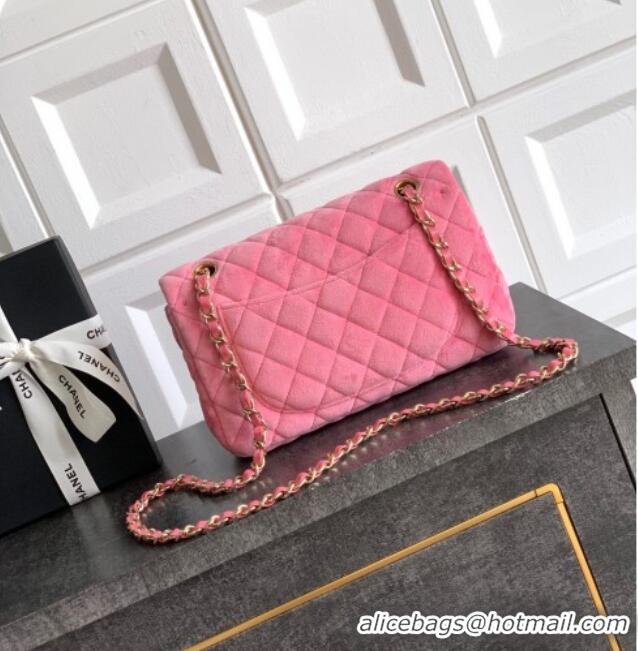 New Release Creation Chanel Velvet Classic Small Flap Handbag A01113 Sakura Pink 2025
