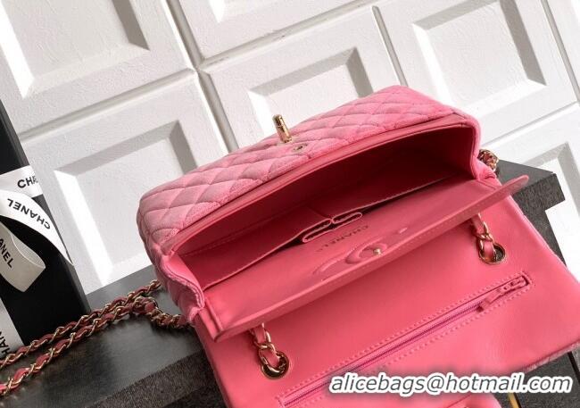 New Release Creation Chanel Velvet Classic Small Flap Handbag A01113 Sakura Pink 2025