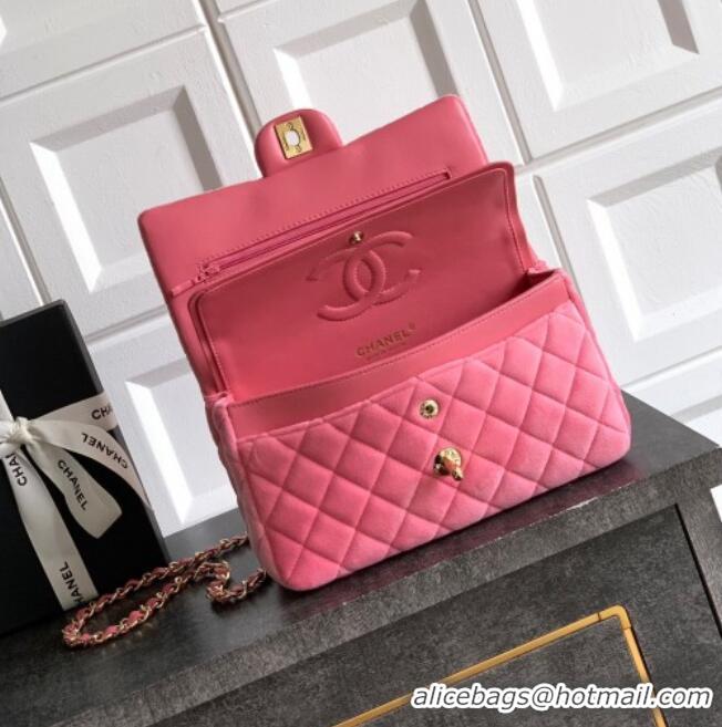 New Release Creation Chanel Velvet Classic Small Flap Handbag A01113 Sakura Pink 2025