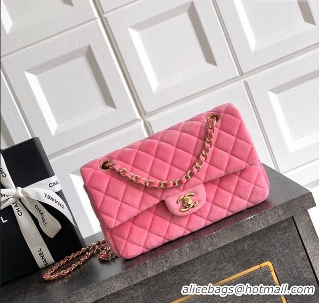 New Release Creation Chanel Velvet Classic Small Flap Handbag A01113 Sakura Pink 2025