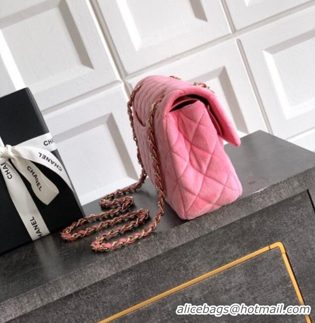 New Release Creation Chanel Velvet Classic Small Flap Handbag A01113 Sakura Pink 2025