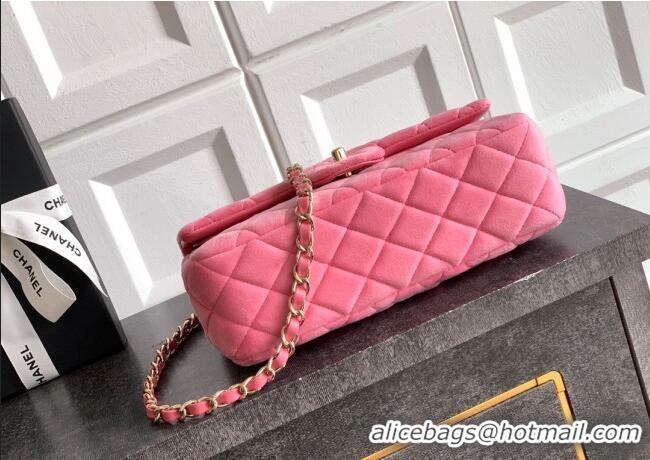 New Release Creation Chanel Velvet Classic Small Flap Handbag A01113 Sakura Pink 2025