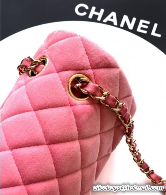 New Release Creation Chanel Velvet Classic Small Flap Handbag A01113 Sakura Pink 2025