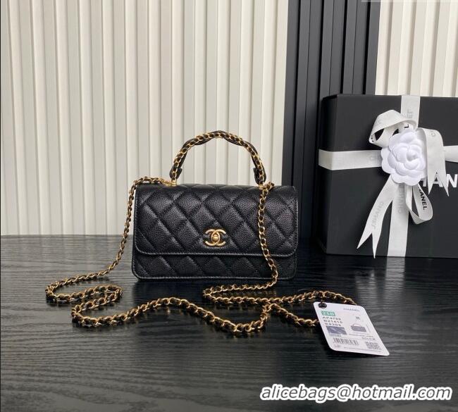 Buy Cheap Chanel Grained Shiny Calfskin Clutch with chain and Top Handle AP4798 Black 2025