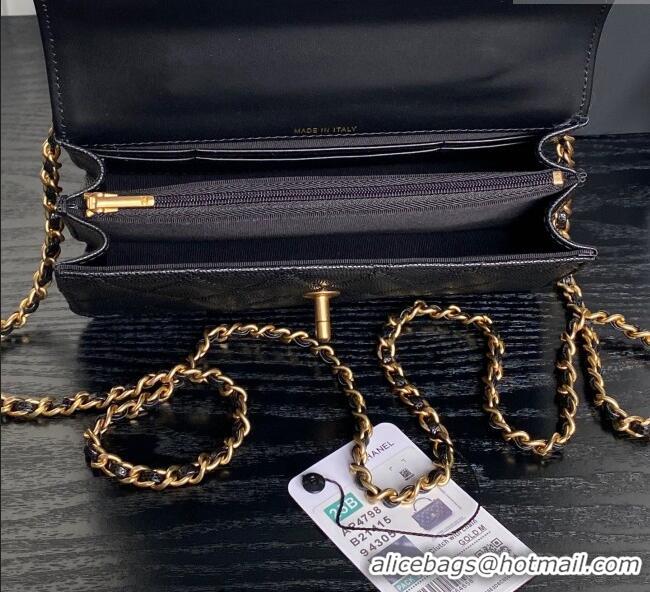 Buy Cheap Chanel Grained Shiny Calfskin Clutch with chain and Top Handle AP4798 Black 2025