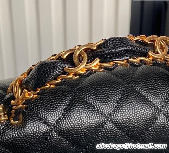 Buy Cheap Chanel Grained Shiny Calfskin Clutch with chain and Top Handle AP4798 Black 2025