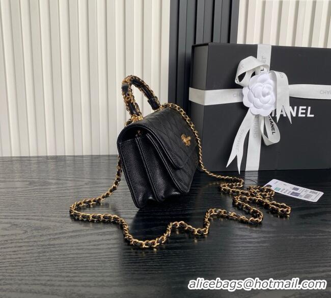 Buy Cheap Chanel Grained Shiny Calfskin Clutch with chain and Top Handle AP4798 Black 2025