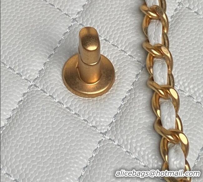 New Discount Chanel Grained Shiny Calfskin Clutch with chain and Top Handle AP4798 Light Blue 2025