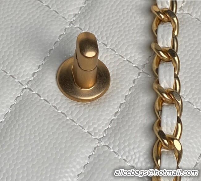 Fashion Cheap Chanel Grained Shiny Calfskin Clutch with chain and Top Handle AP4798 White 2025