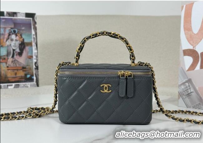 ​Discount Chanel Grained Shiny Calfskin Long Vanity Case with Chain and Top Handle A96161 Light Pink 2025
