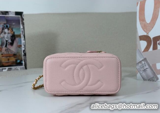 ​Discount Chanel Grained Shiny Calfskin Long Vanity Case with Chain and Top Handle A96161 Light Pink 2025