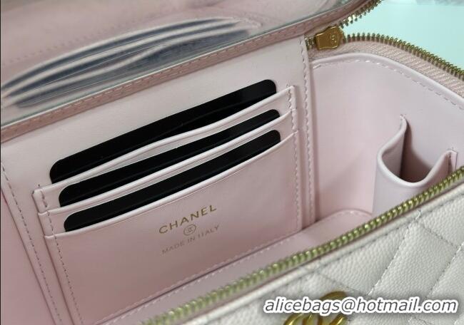 ​Discount Chanel Grained Shiny Calfskin Long Vanity Case with Chain and Top Handle A96161 Light Pink 2025