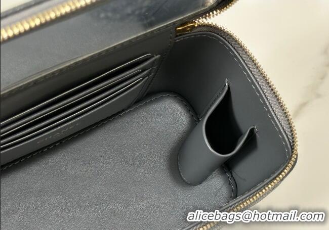 Grade Quality Chanel Grained Shiny Calfskin Long Vanity Case with Chain and Top Handle A96161 Dark Grey 2025