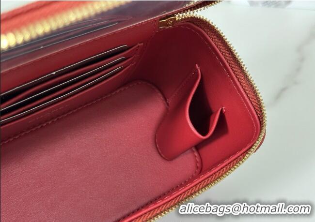Low Price Chanel Grained Shiny Calfskin Long Vanity Case with Chain and Top Handle A96161 Red 2025